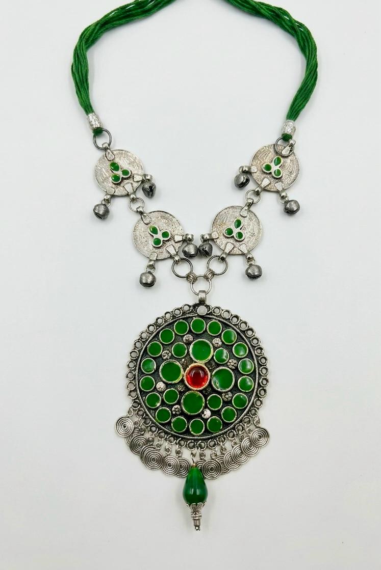 Emerald Mandala Coin Necklace