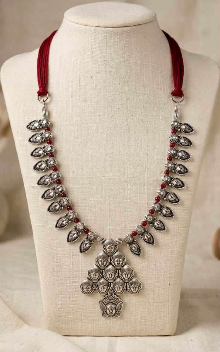 Oxidised Mango Motif Leaf Choker Necklace