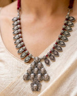 Oxidised Mango Motif Leaf Choker Necklace