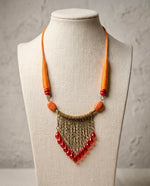 Agni Fringe Brass Chain Crystal Drop Necklace
