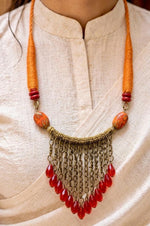 Agni Fringe Brass Chain Crystal Drop Necklace