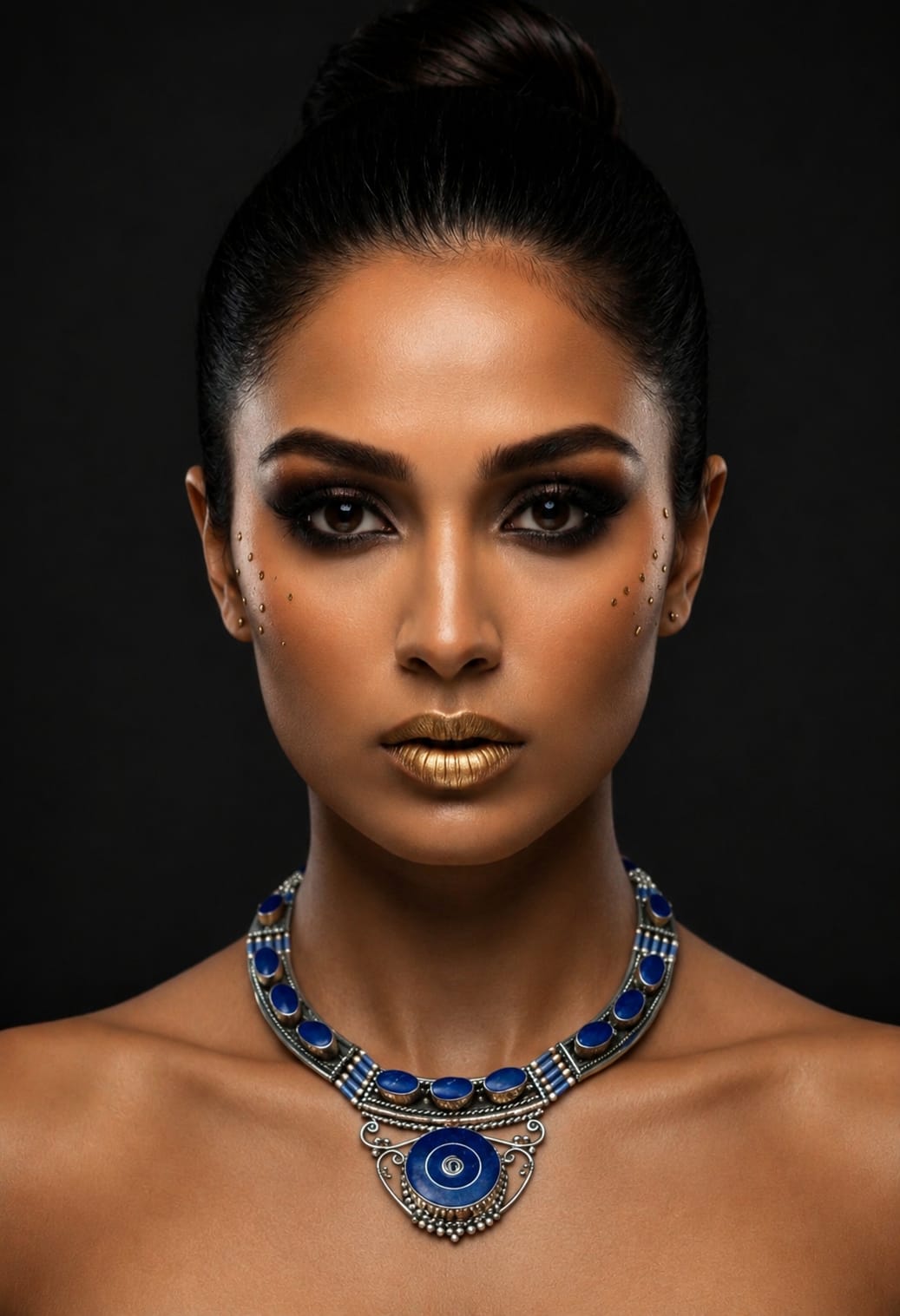 Neelam Lapis Collar Necklace Set