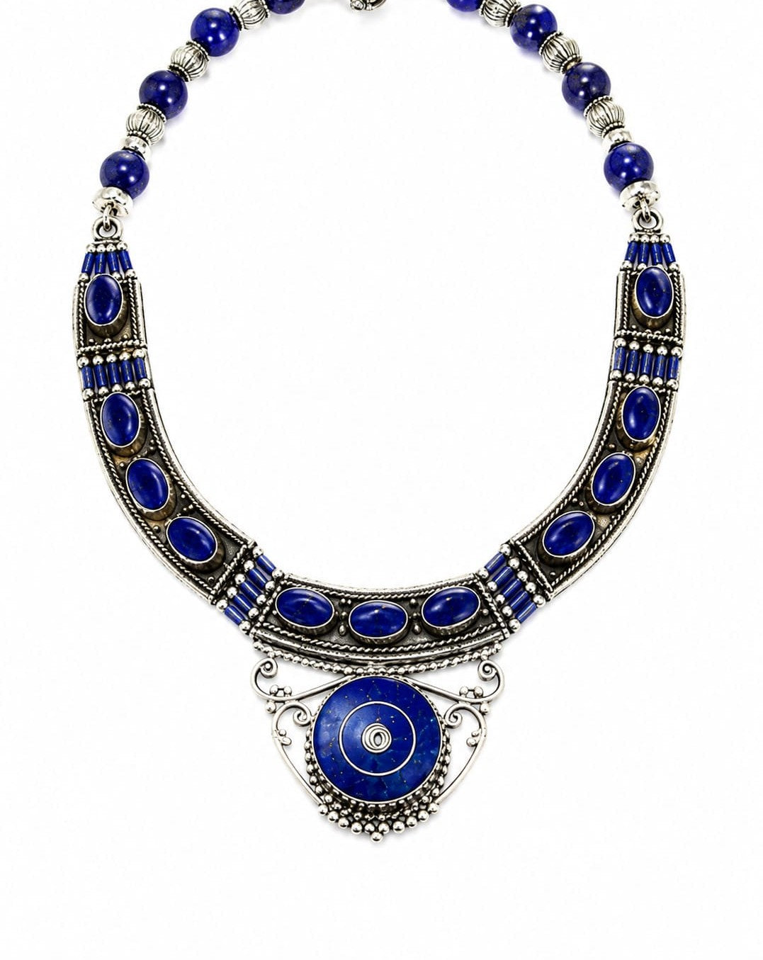 Neelam Lapis Collar Necklace Set