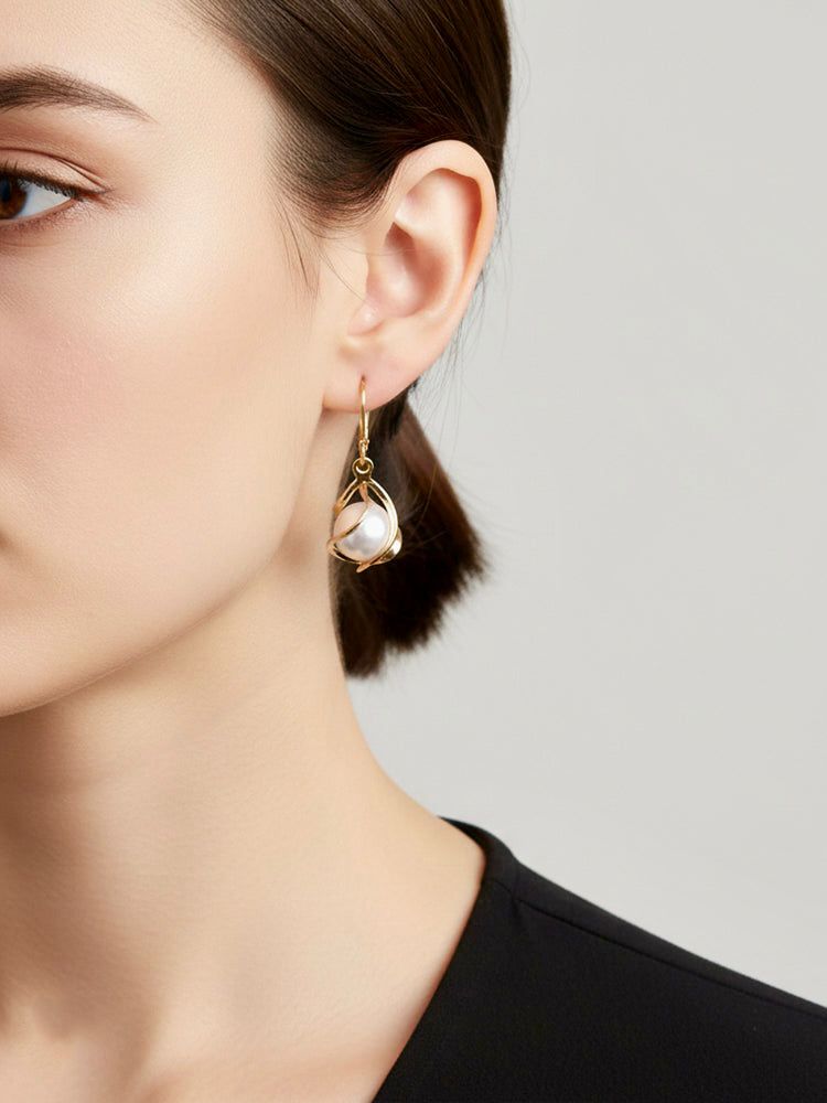 Gold Heart Moon Pearl 6-in-1 Earrings Set