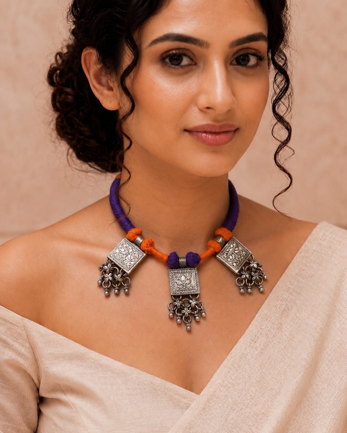 Triveni Triple Amulet Thread Necklace