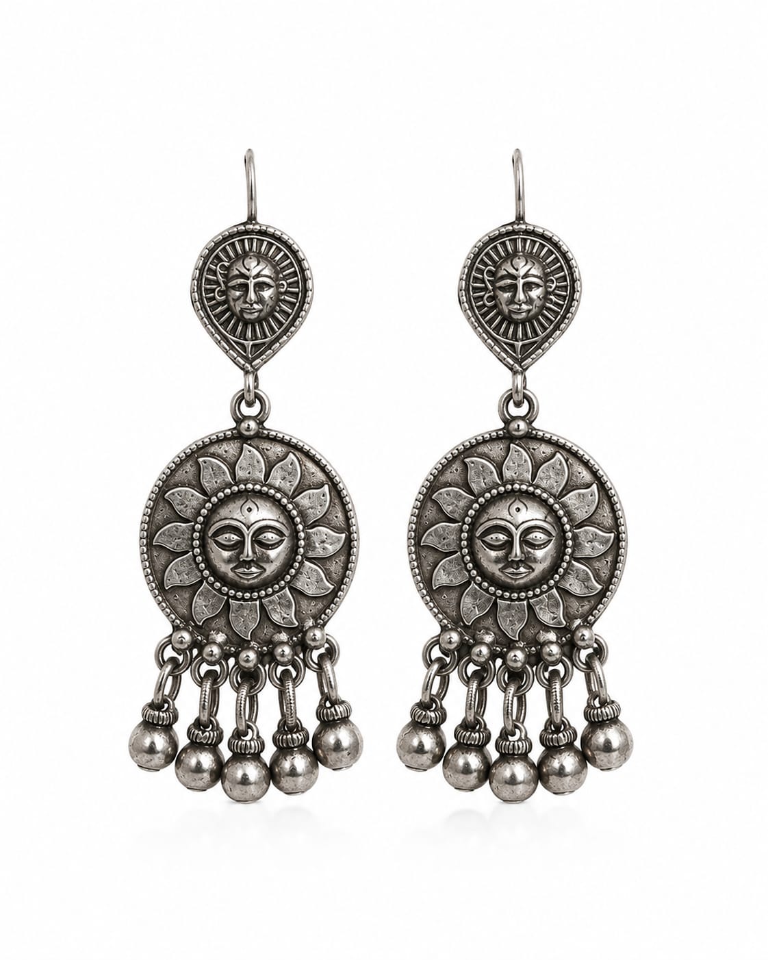 Surya Dev Sun-Face Drop Earrings