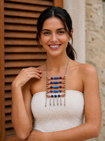 Sindhu Ladder Lapis Coral Necklace