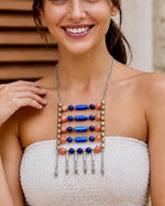 Sindhu Ladder Lapis Coral Necklace