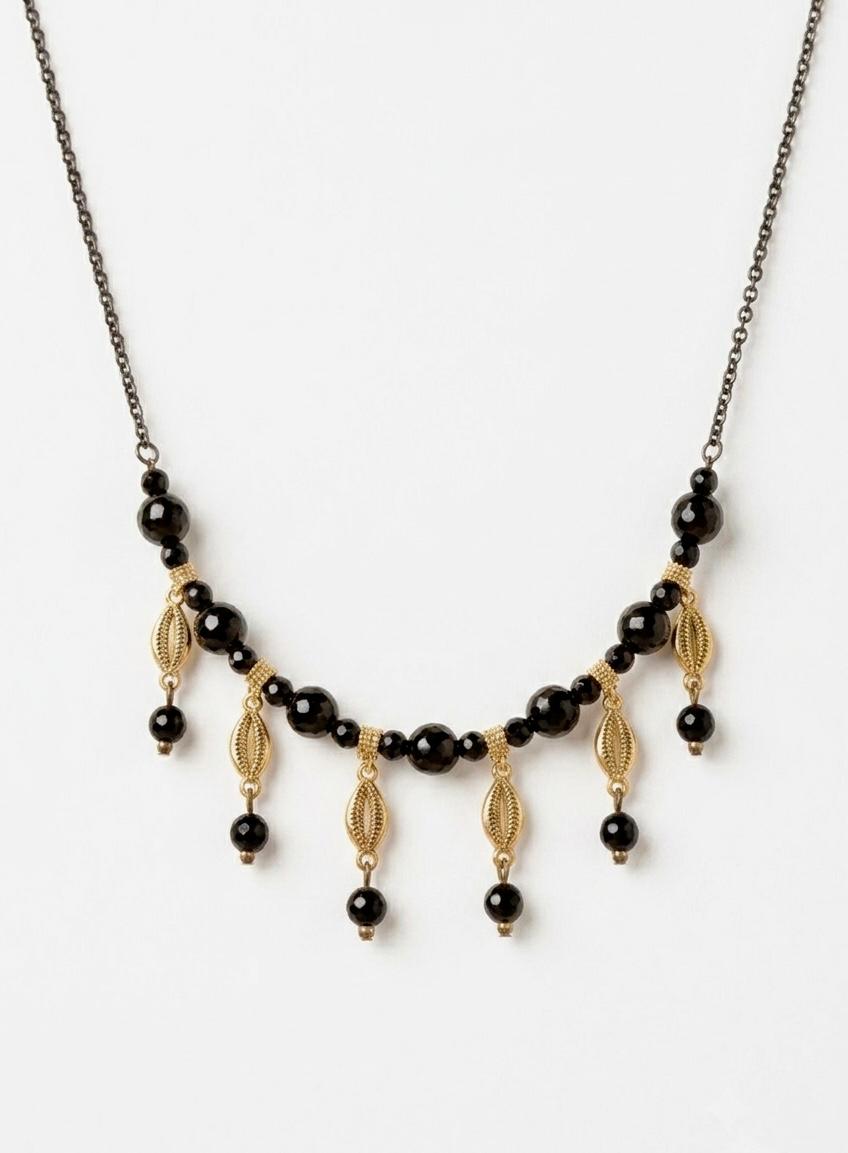 Kaali Bindu Black Bead Drop Necklace