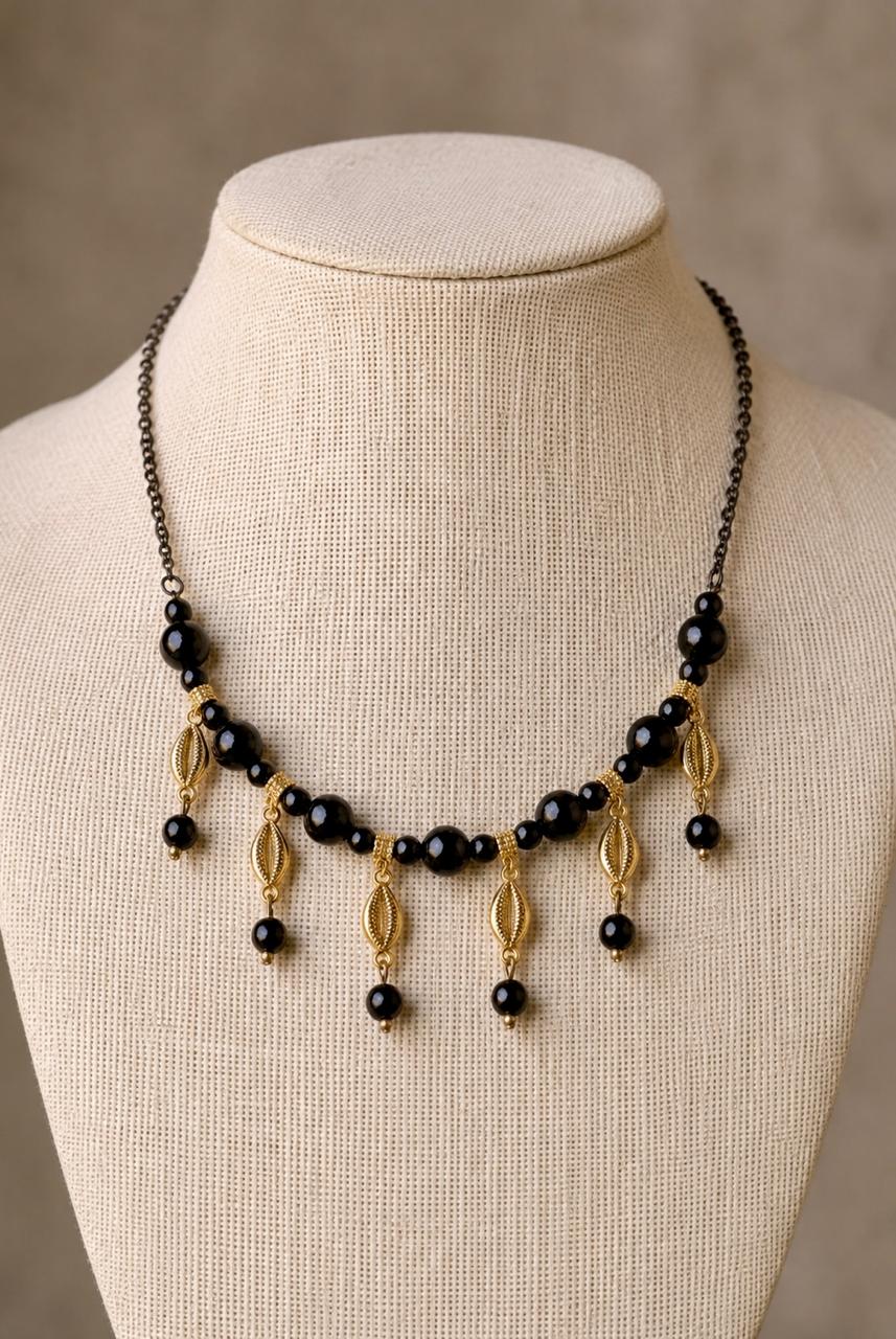 Kaali Bindu Black Bead Drop Necklace