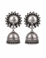Suraiya Oxidised Silver Kundan Sunburst Jhumka Earrings for Women