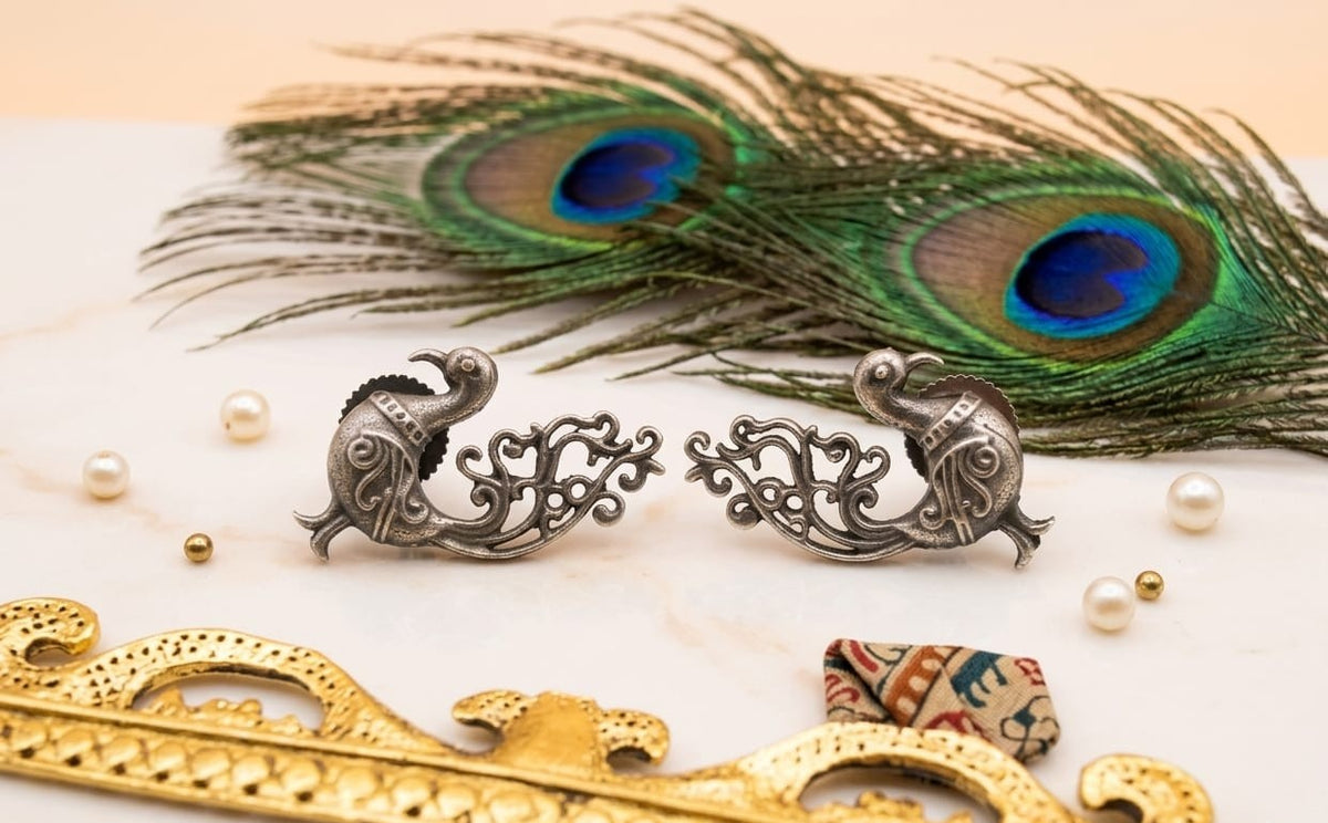 Folk Tale Peacock Studs