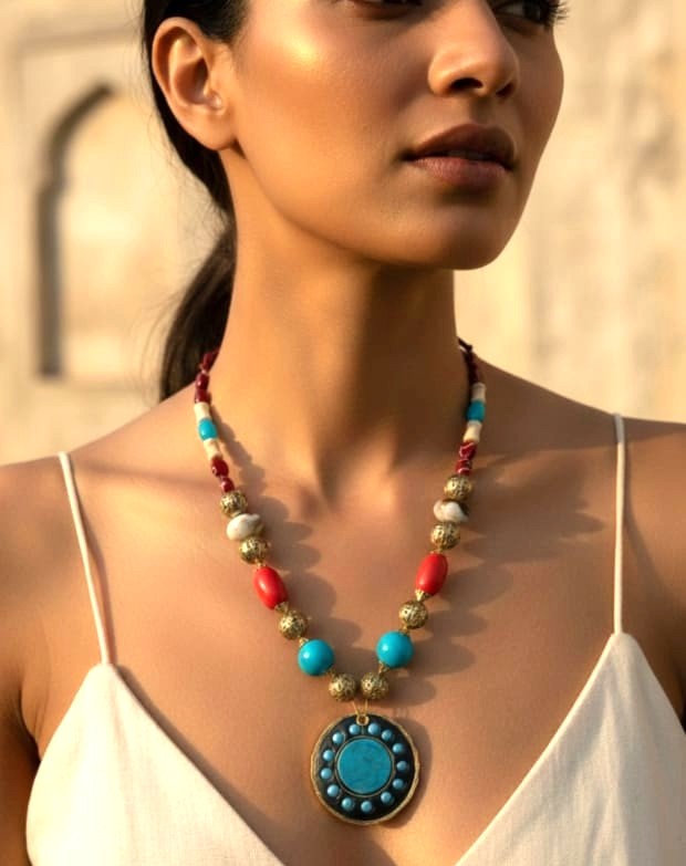 Tibetan Turquoise Disc Necklace