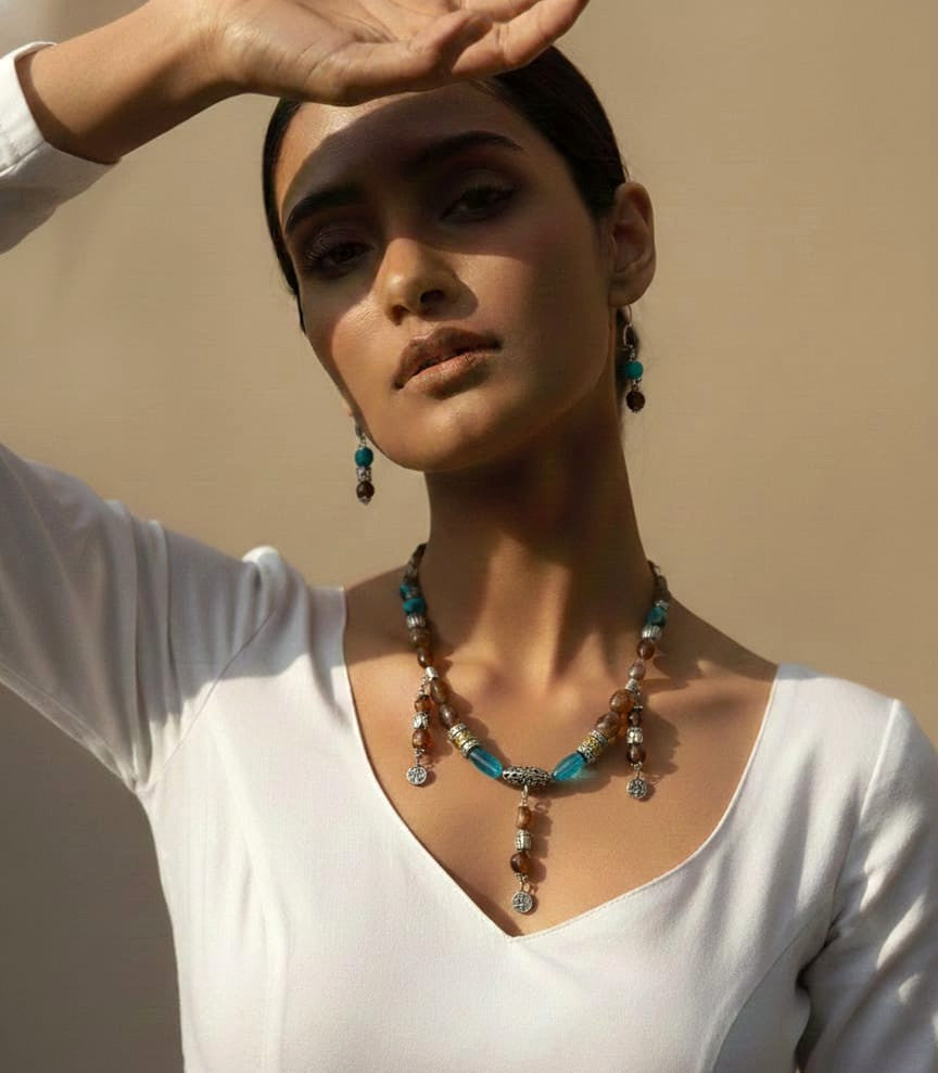 Layered Coin Drop Tribal Necklace