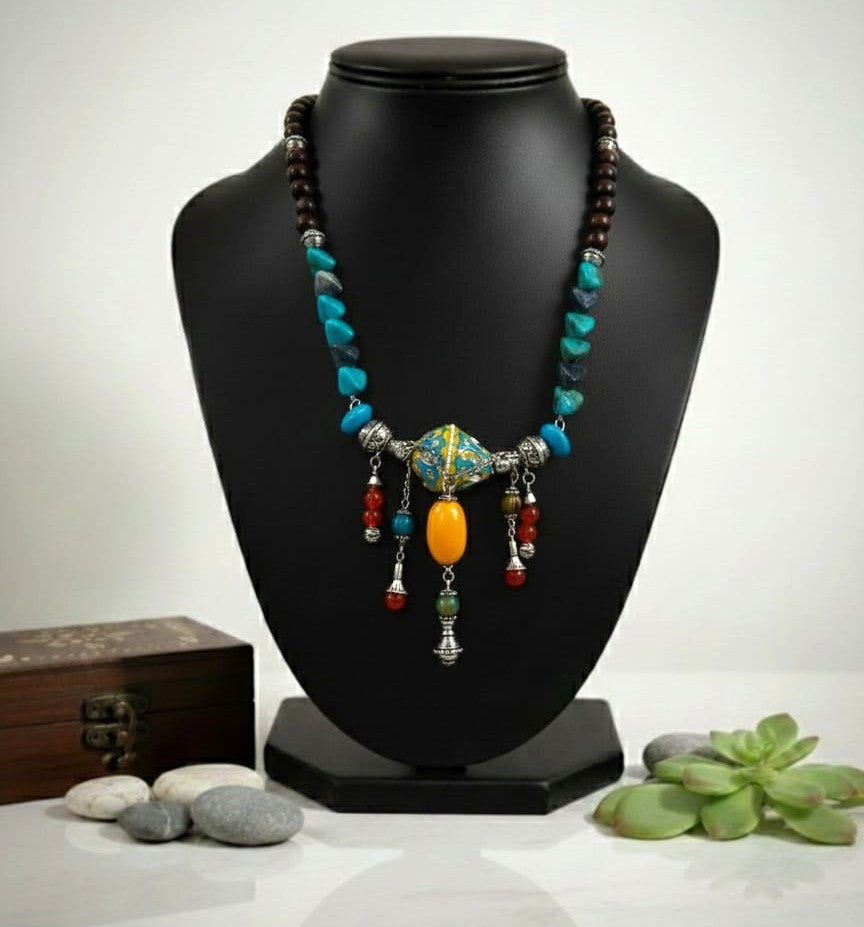 Turquoise Drop Tribal Necklace