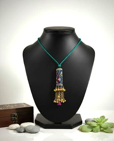 Fabric Patch Tribal Pendant Necklace