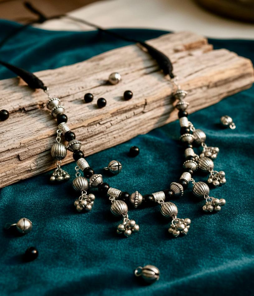 Black Brass Tribal Pendant Necklace
