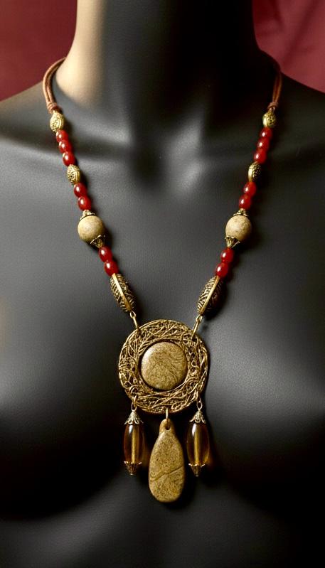 Red Stone Tribal Statement Necklace