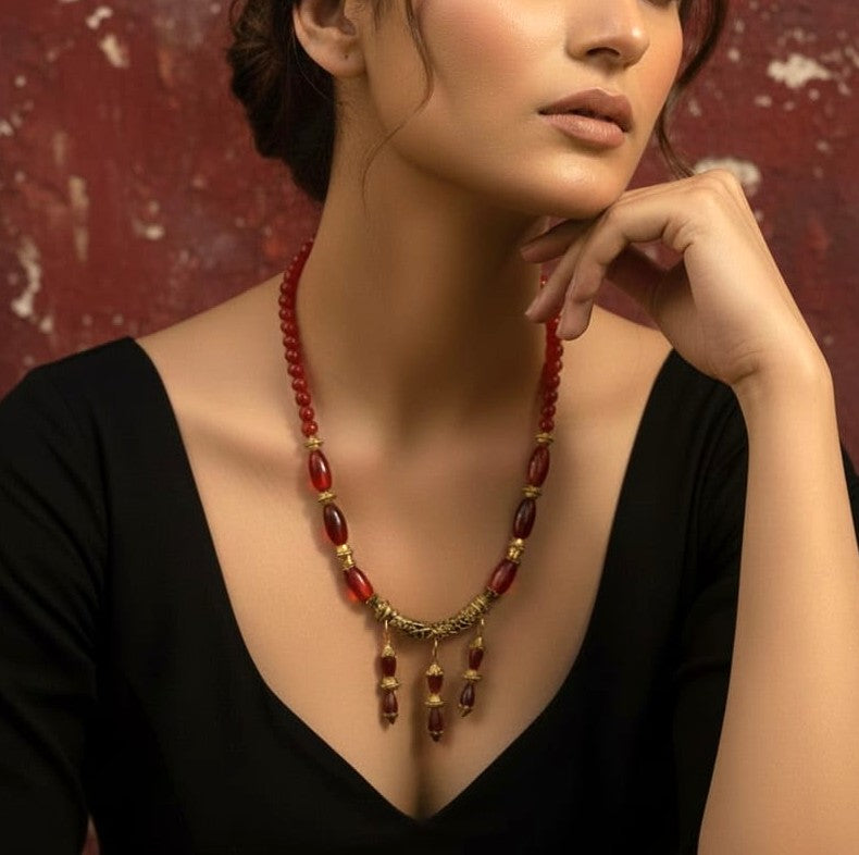 Red Bead Tribal Necklace