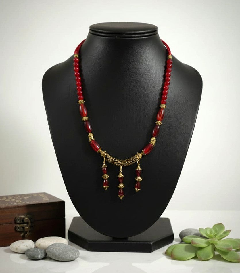 Red Bead Tribal Necklace