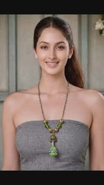 Emerald Enamel Teapot Statement Necklace
